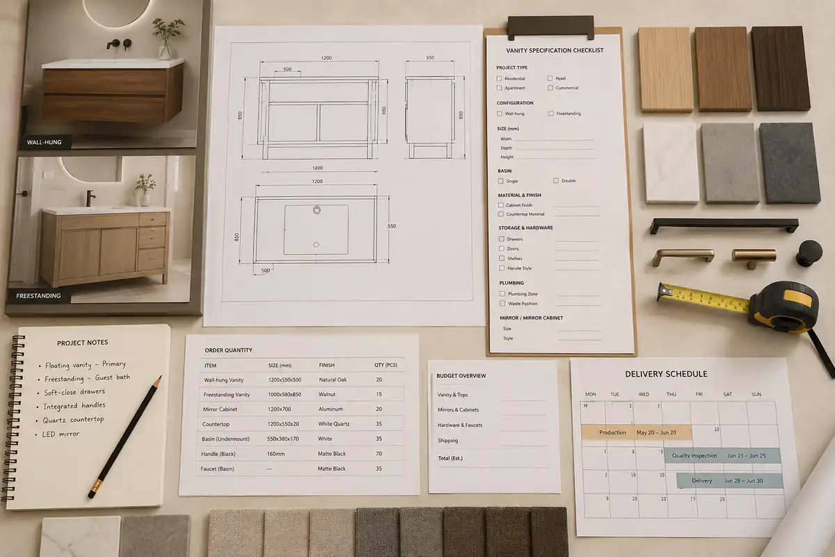 Bathroom vanity project specification and material planning