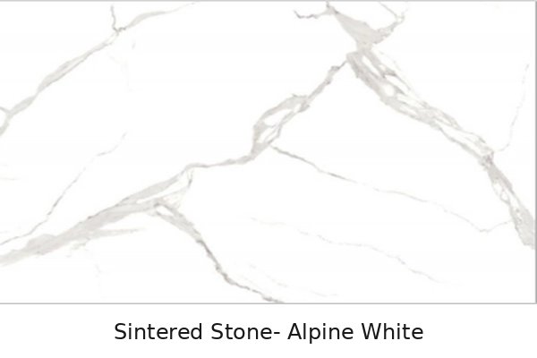 Alpine white sintered stone vanity finish