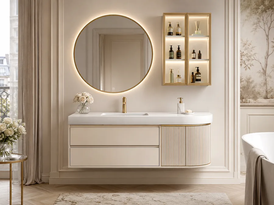 Artistic rounded corner PVC vanity