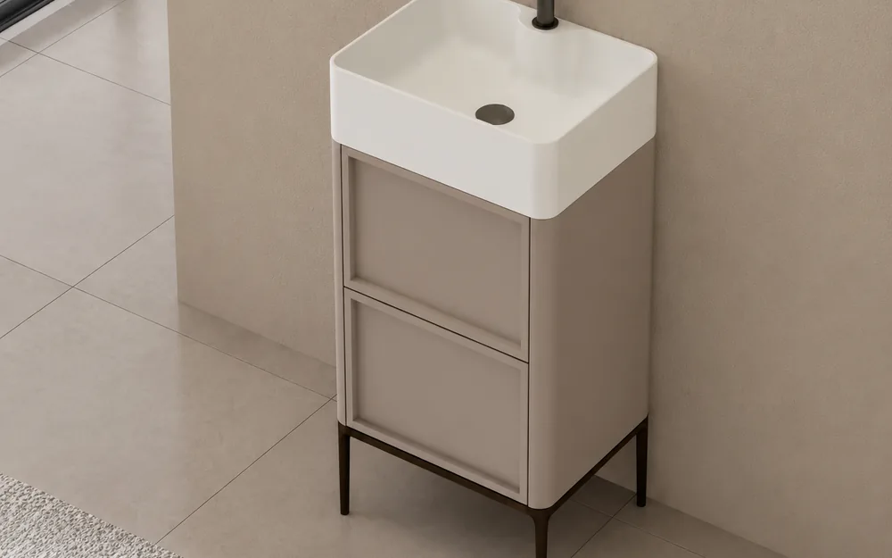 Basin and countertop for single sink vanity