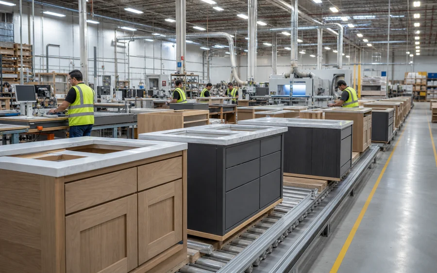 Bathroom vanity production for contractors