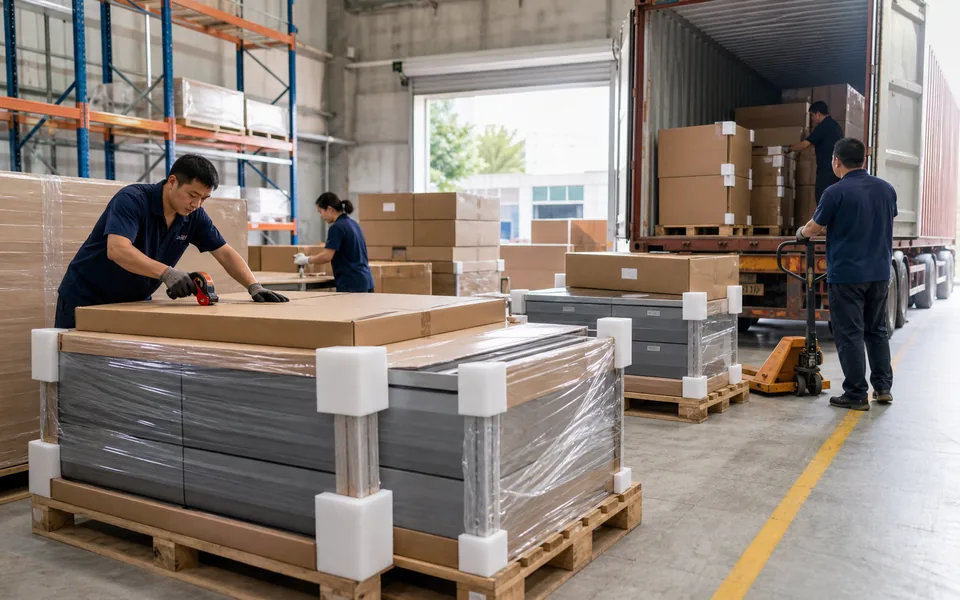 Bathroom vanity packing for container shipping