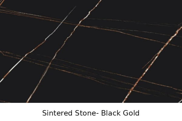 Black gold sintered stone vanity finish
