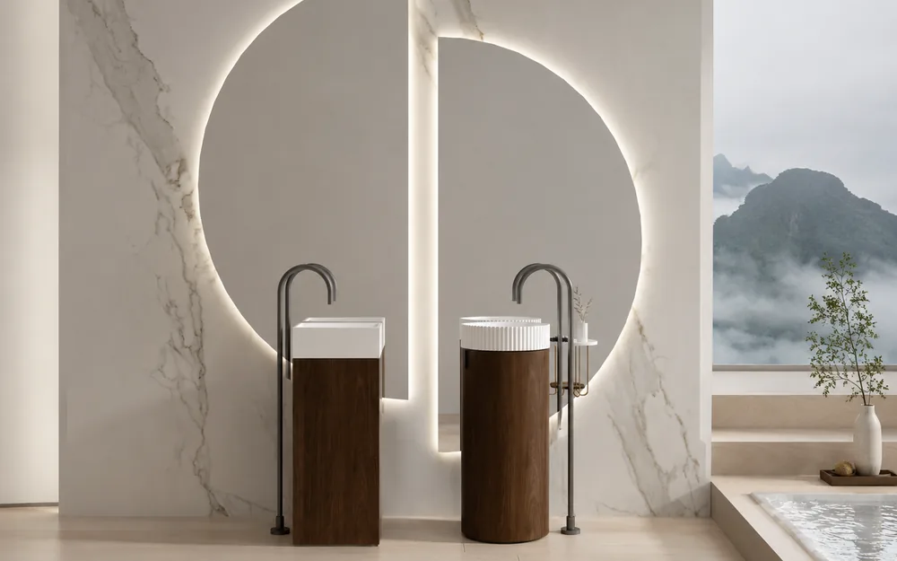 Commercial space single sink bathroom vanities