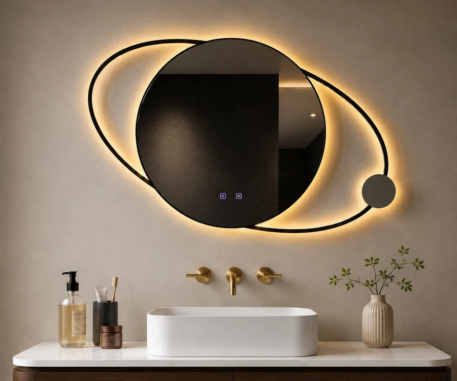 Custom LED mirror for bathroom vanity