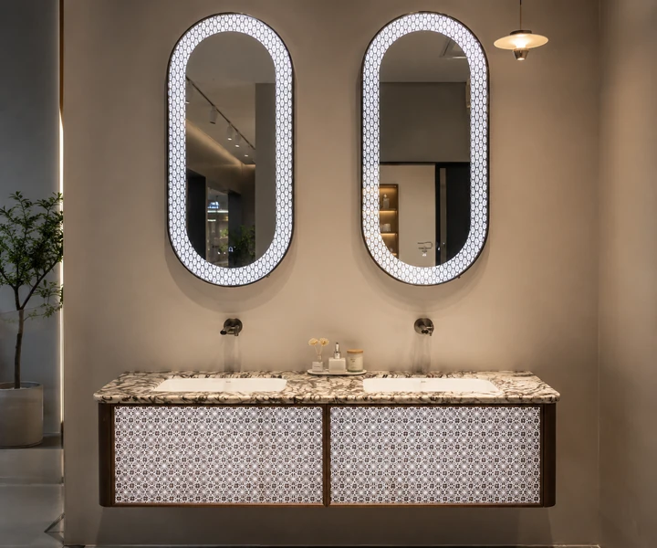 Custom made double sink bathroom vanity