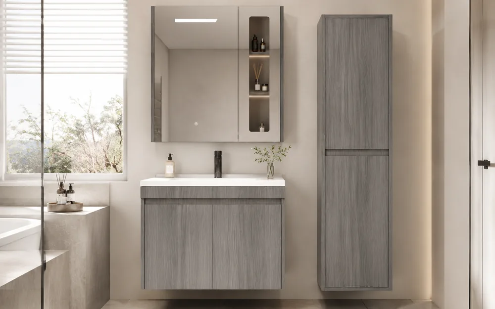 Custom plywood bathroom vanities
