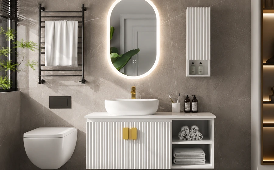Custom residential vanity cabinets set