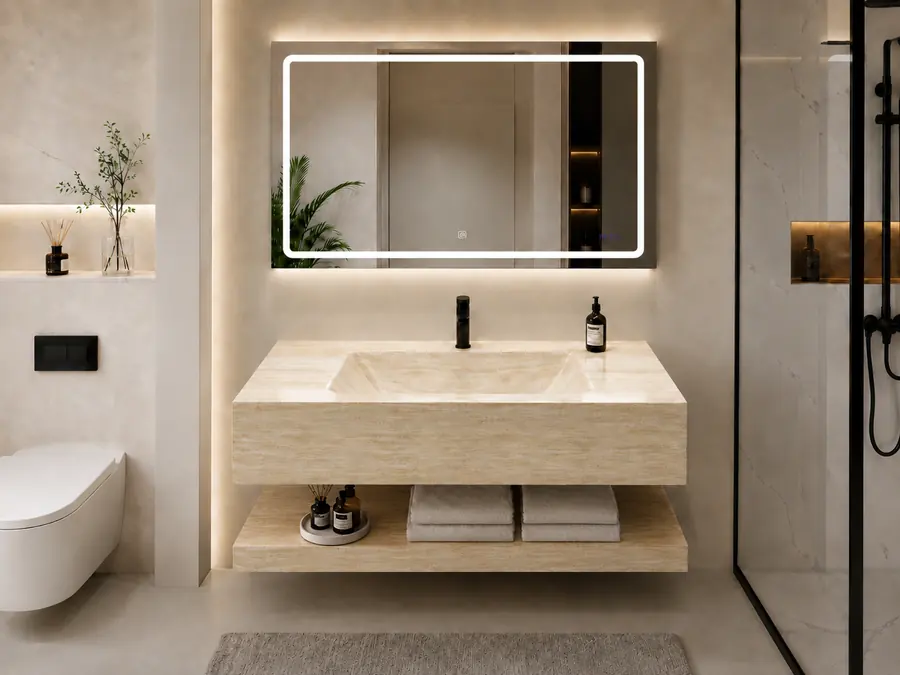 Double layer sintered stone cabinet