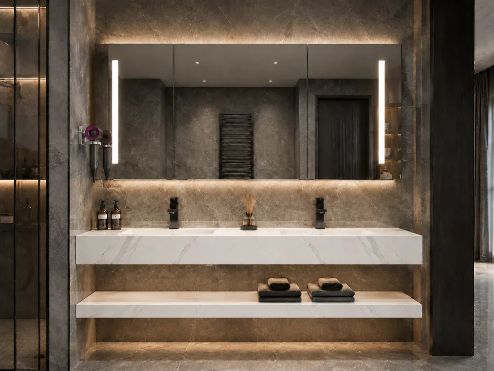 Hotel double vanity sinks for bathrooms