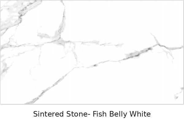 Fish belly white sintered stone vanity finish