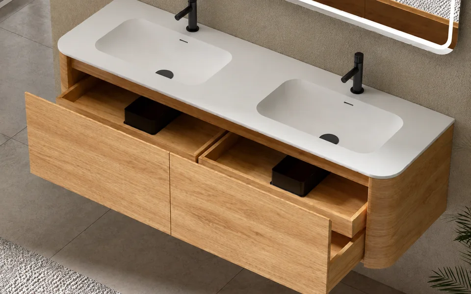 Floating bathroom vanity drawers