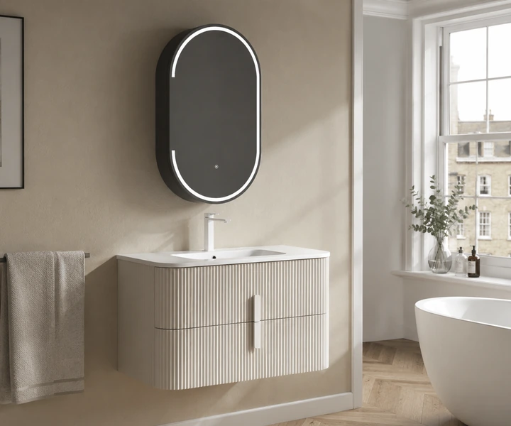 Floating bathroom vanity for master bathroom