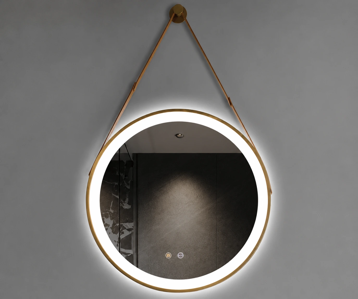 Framed LED mirror with belt
