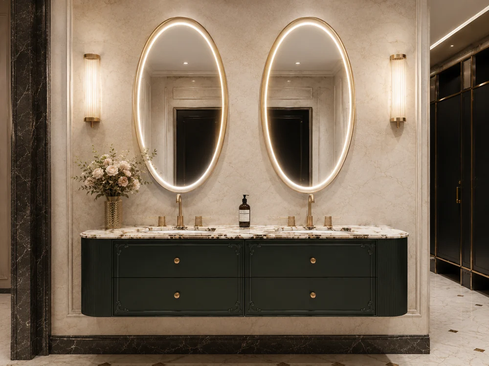 France style double sink bathroom vanity