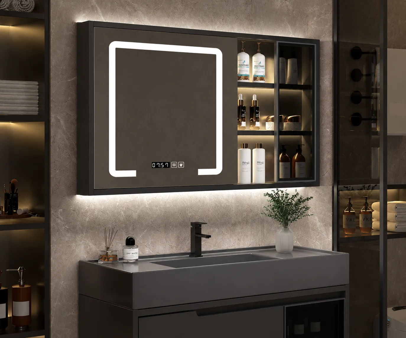 Hotel bathroom mirror cabinet