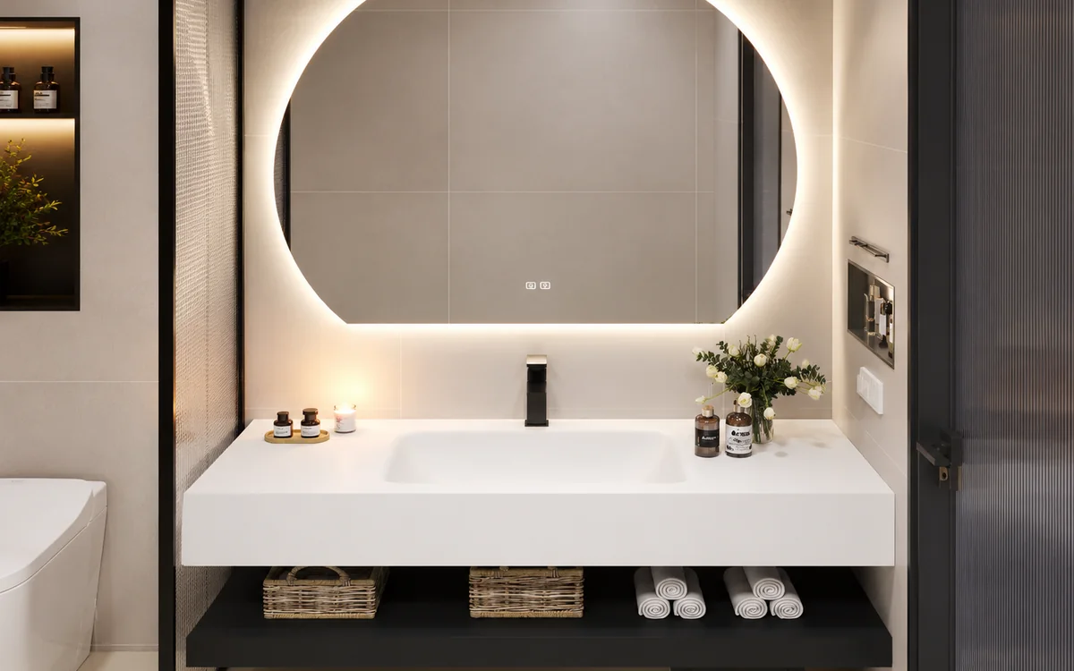 Hotel sintered stone bathroom vanity