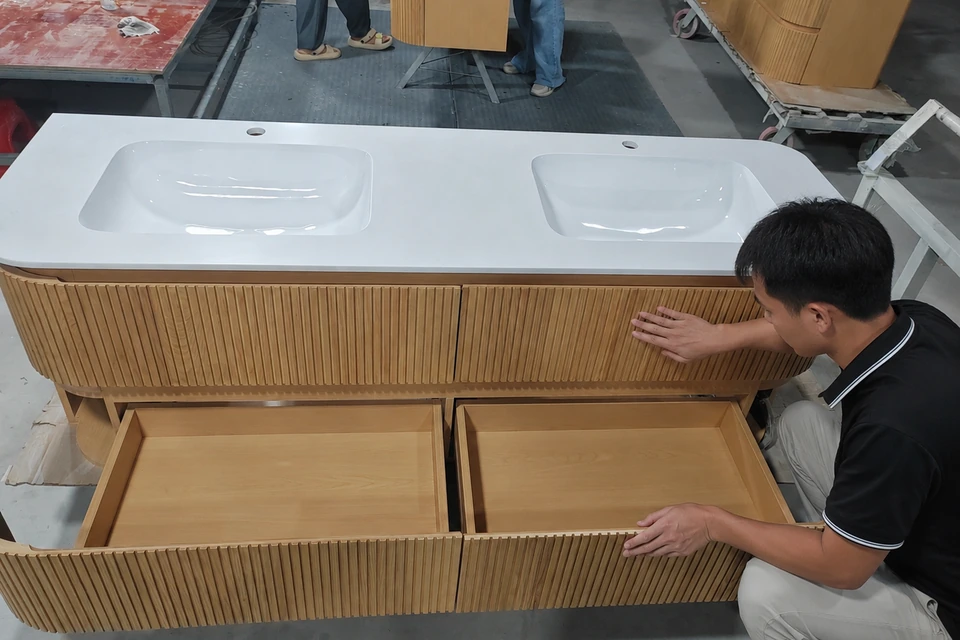 Hotel vanity quality control before shipping