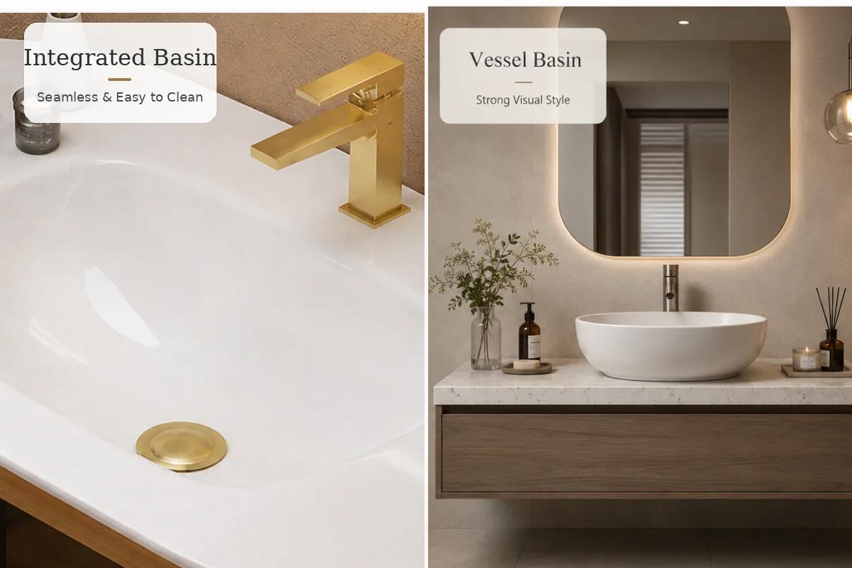 Integrated ceramic basin and vessel basin comparison