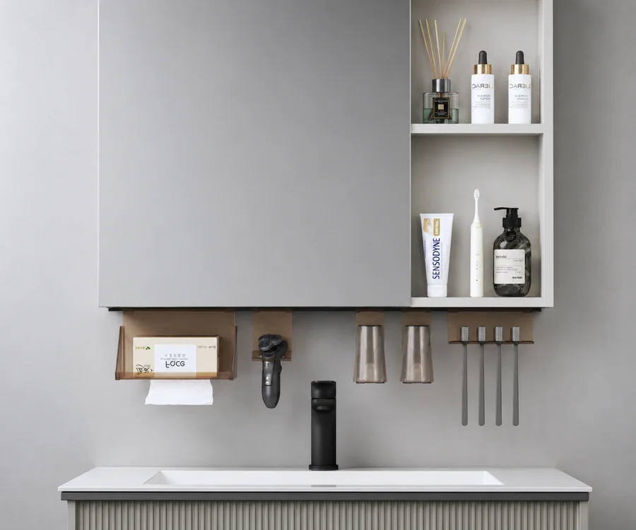 Mirror cabinet extended storage system