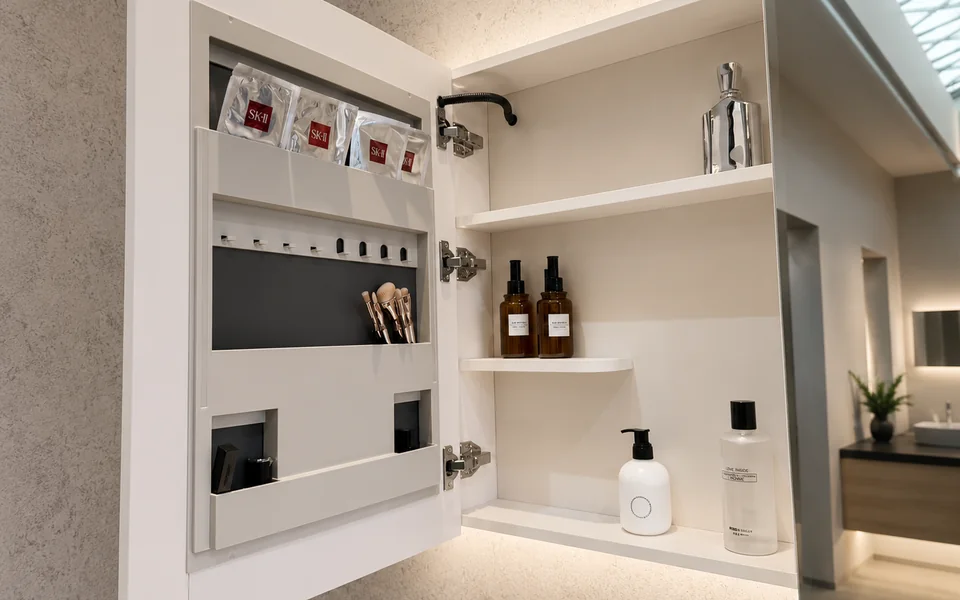 Mirror cabinet for wall hung vanity