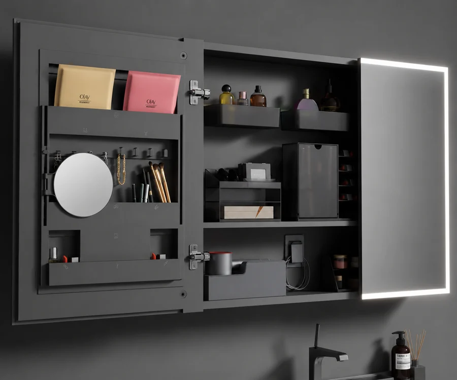 Mirror door storage system