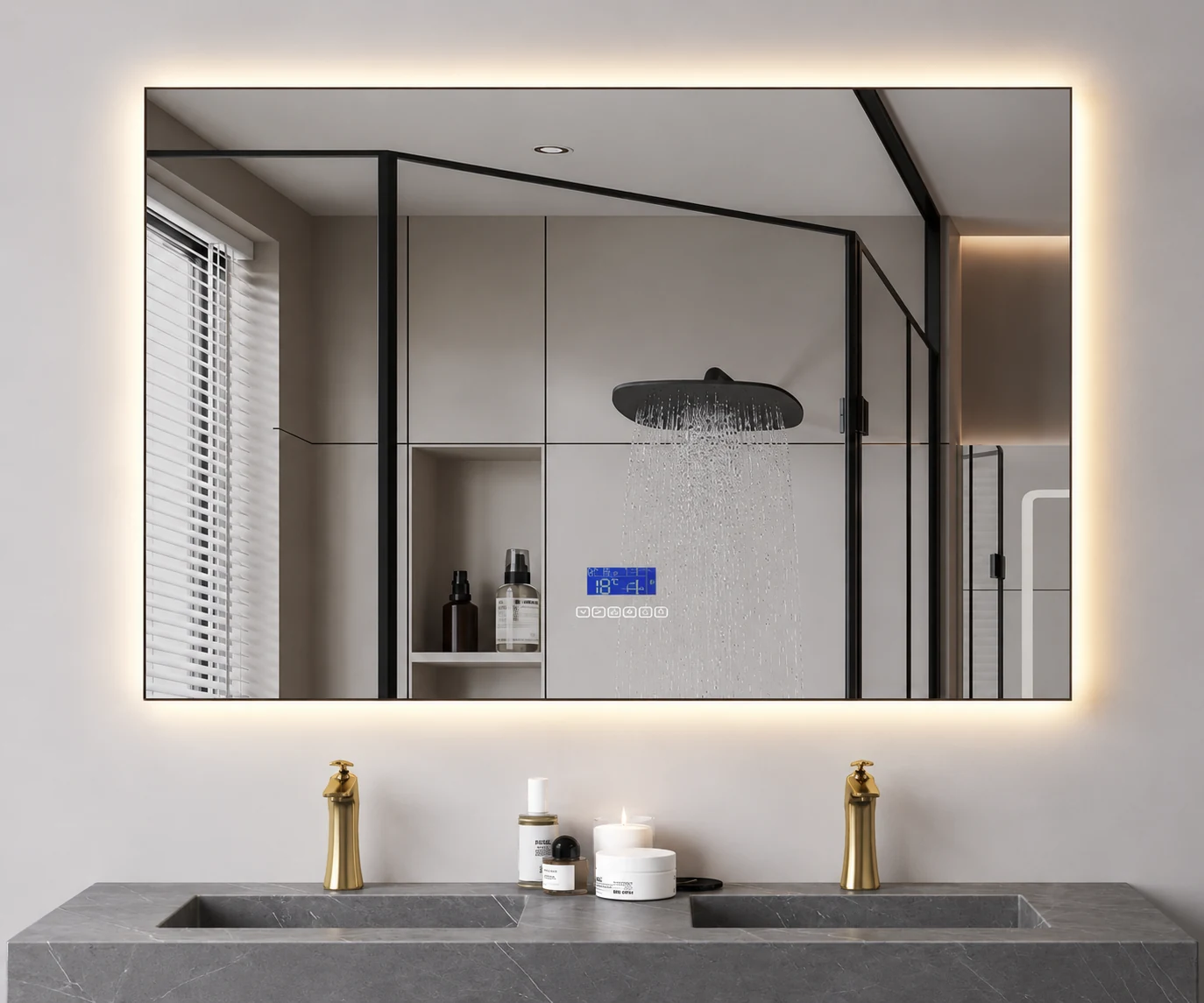 Smart bathroom mirror time display