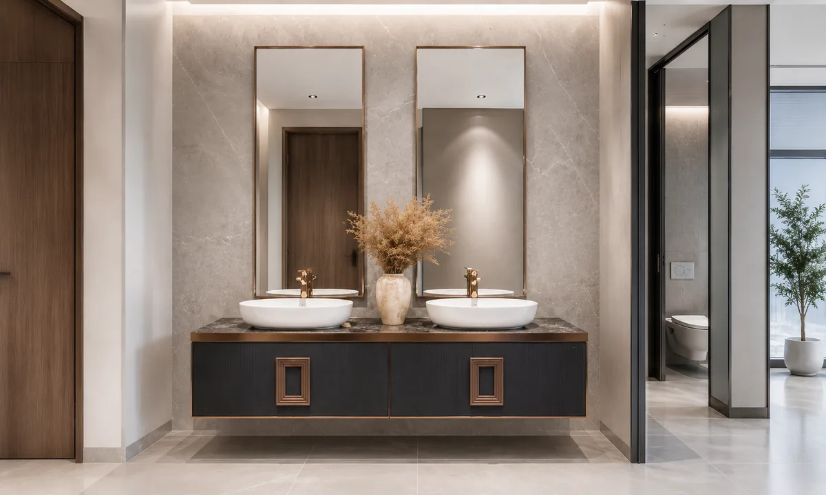 Office building bathroom vanity