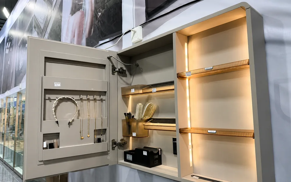 Plywood vanity cabinet storage system