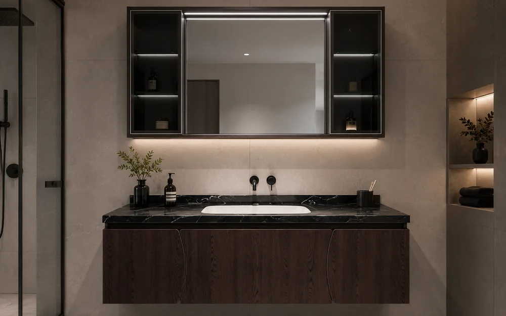 Hotel bathroom plywood vanity cabinet
