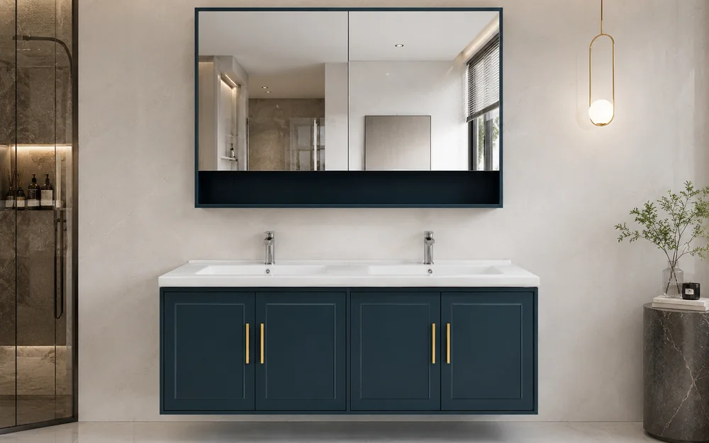PVC bathroom double sink vanities for designers