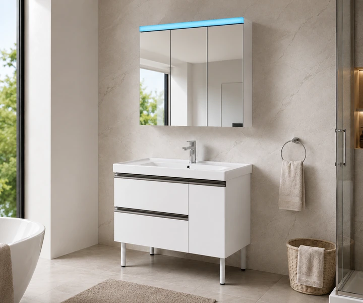 Residential vanities with mirror cabinet