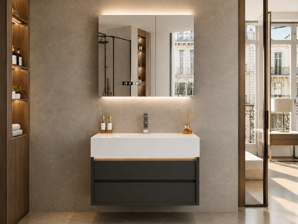 Cost-effective plywood bathroom vanity