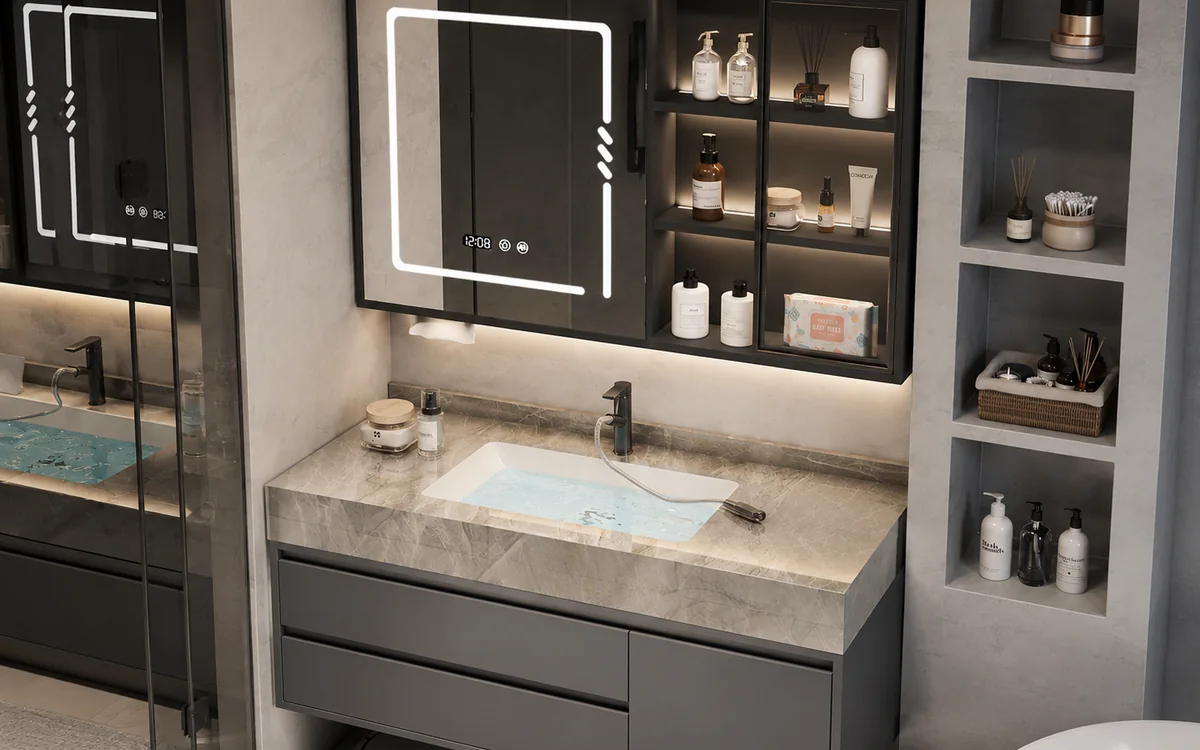 Sintered stone top with plywood cabinet