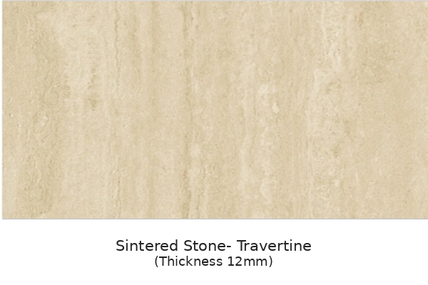 Sintered stone travertine countertop finish