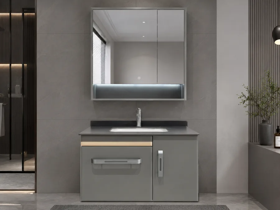 Solid color PVC bathroom cabinet
