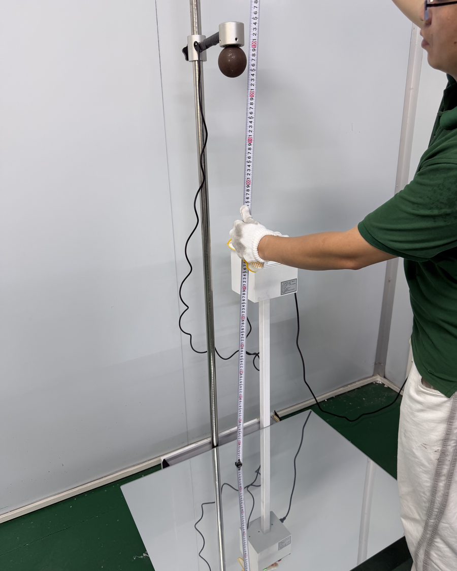 Tempered glass ball impact test