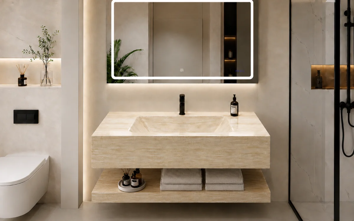 Villa sintered stone vanity with mirror