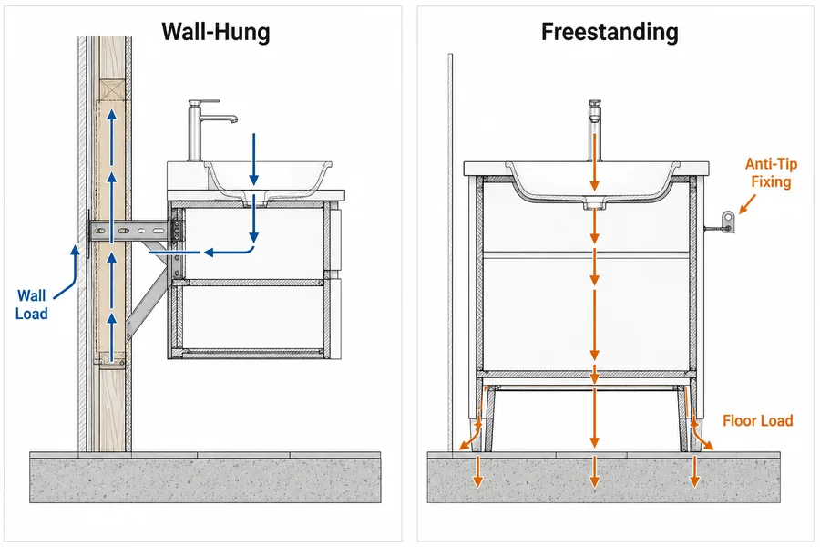 Difference Between Freestanding and Wall-Hung Bathroom Vanities