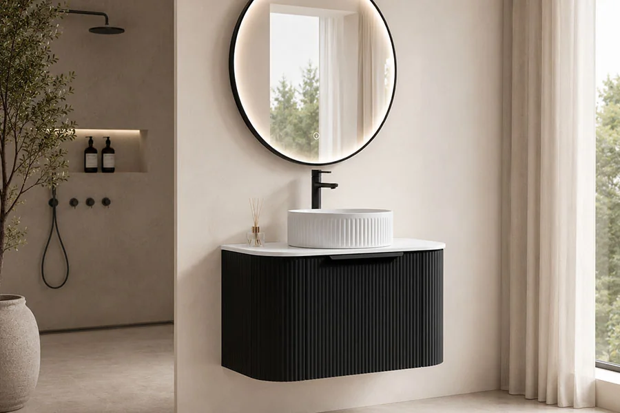 Plywood floating bathroom vanities