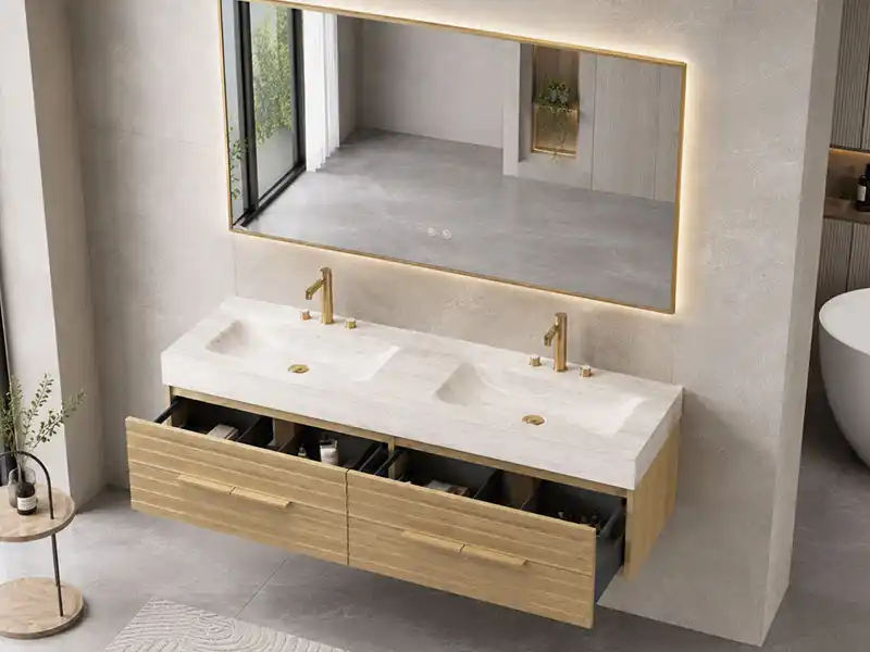 1500mm double sink hotel wall hung vanity