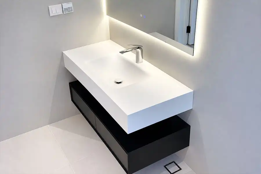 Thermoformed sintered stone Integrated Basin
